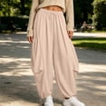 thumbnail image 2 of Noric Women Balloon Jogger Casual Pants High Waist Drawstring Elastic Waist Tie Hem Full Length with Pockets Lightweight Loose Fit Trousers, 2 of 9