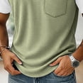 thumbnail image 7 of Mens Short Sleeve Henley Shirts Casual Waffle Knit Colorblock Raglan T-Shirts, Summer Leisure Lounge Tops with Pocket Quick Dry Breathable Outdoor Fashion Tee, 7 of 7