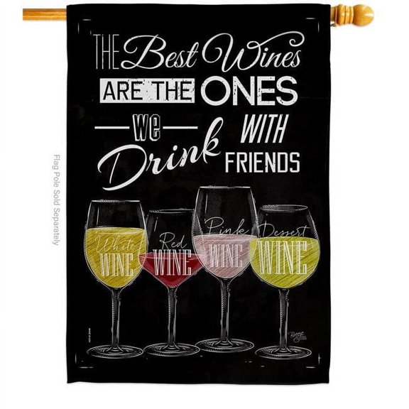 Breeze Decor H117072-BO Best Wine with Friends Beverages 28 x 40 in. Double-Sided Decorative Vertical House Flags for Decoration Banner Garden Yard Gift