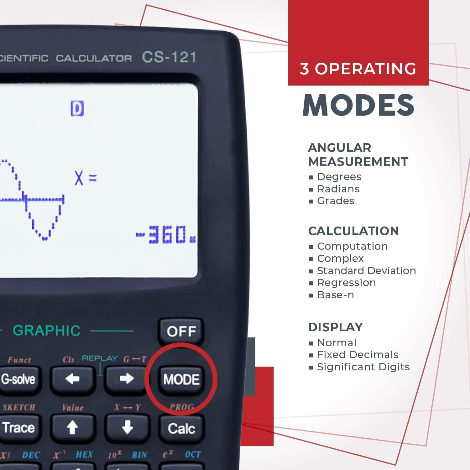Scientific Calculator with Graphic Functions, Multiple Modes with Intuitive Interface, Perfect for Beginner and Advanced Courses, High School or College, 2 Pack, CS-121