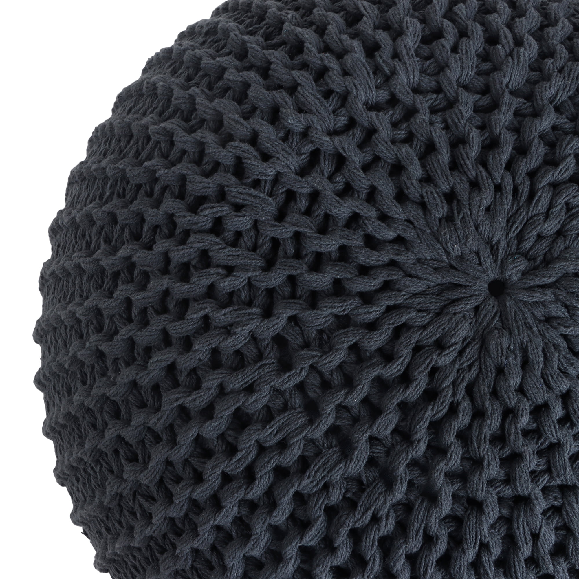 Style House by Urban Shop Round Knit Pouf, 18" x 15", Gray