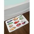 thumbnail image 2 of Vegetables Bath Mat, Sketchy Hand Drawn Illustration of Various Healthy Vegetation with Names Written, Plush Bathroom Decor Mat with Non Slip Backing, 29.5" X 17.5", Multicolor, by Ambesonne, 2 of 2