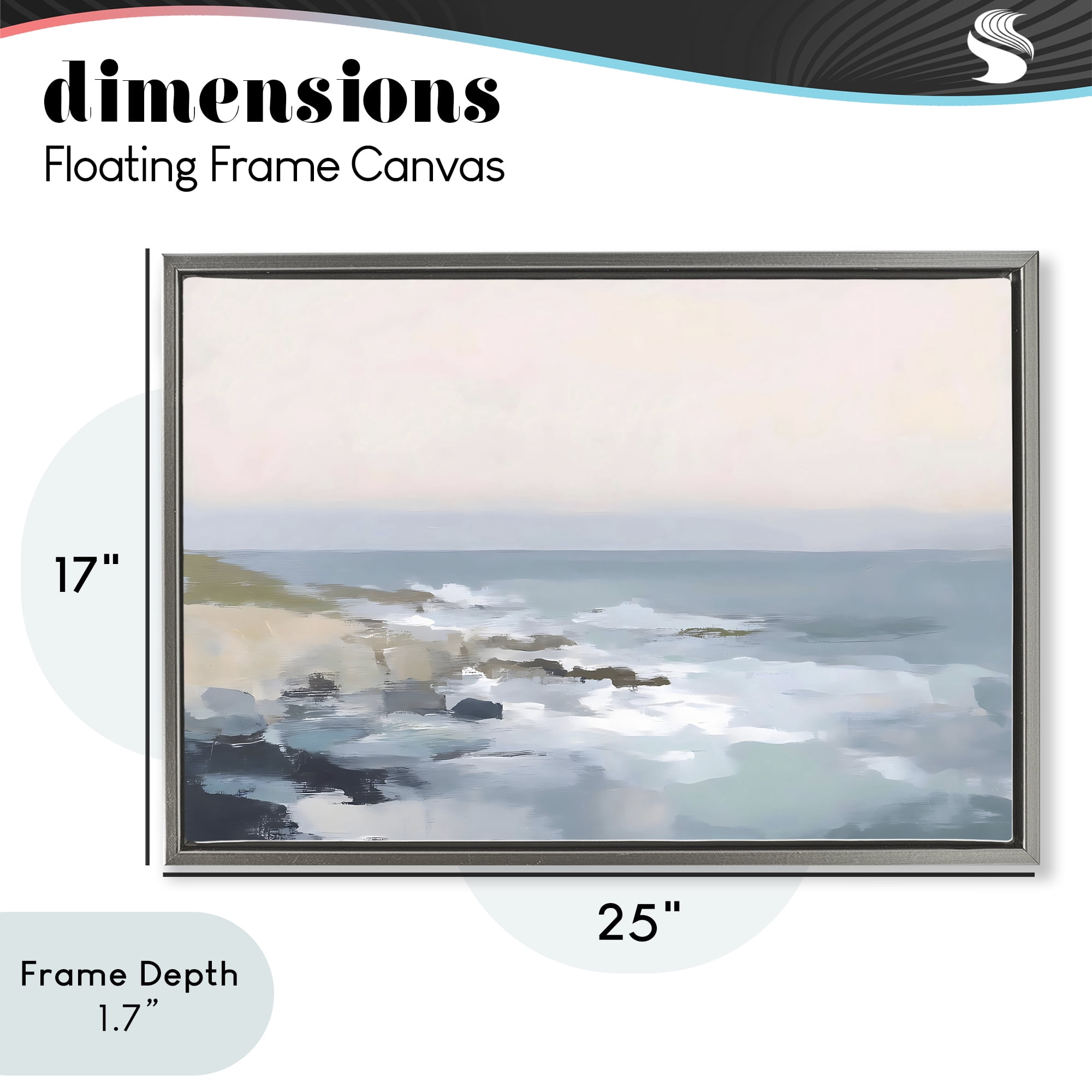 Stupell Industries Serene Coastal Ocean Scene Gray Framed Floater Canvas Wall Art, design by Creative Studio