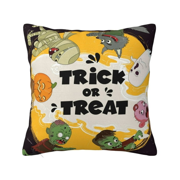 ZICANCN Halloween Trick or Treat Decorative Throw Pillow Covers , Couch Sofa Decorative Knit Pillow Covers for Living Room Farmhouse 26"x26"