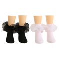 thumbnail image 1 of JANDEL Baby Girls Newborn Ruffle Socks Toddler Double Lace Big Frilly Princess Dress Socks for Infant Little Kids 2 Pairs 0-10Y, 1 of 7