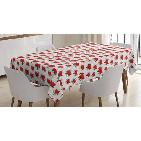 

Fox Tablecloth Cartoon Hipster Red Lady Fox with Glasses and Buckle inside a Circle of Dots Rectangular Table Cover for Dining Room Kitchen 52 X 70 Inches Mint Green Beige Red by Ambesonne