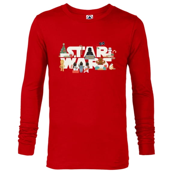 Star Wars Logo with Vader Funny Holiday Characters Christmas - Long Sleeve T-Shirt for Men - Customized-New Red