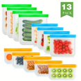 thumbnail image 1 of 13pcs Reusable Storage Bag, BPA Free PEVA Reusable Freezing Bag, Leak Proof, 1 of 4