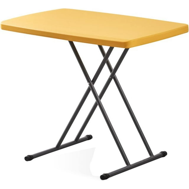 Folding Plastic Table, Laptop TV Tray Table Durable Adjustable Height Portable Snack Table for Home Use, Picnic, Party(Yellow)