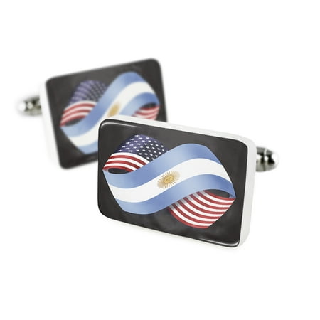 Cufflinks Friendship Flags USA and Argentina Porcelain Ceramic NEONBLOND