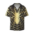 thumbnail image 2 of Lsque Gold Spider On The Web print Men's Cuban Collar Short Sleeve Shirt Summer Beachwear Casual Button Down Fashionable Vacation Leisure Shirt-4X-Large, 2 of 7