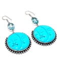 thumbnail image 2 of Natural Sleeping Turquoise, Apatite 925 Sterling Silver Earring 3.07", 2 of 2