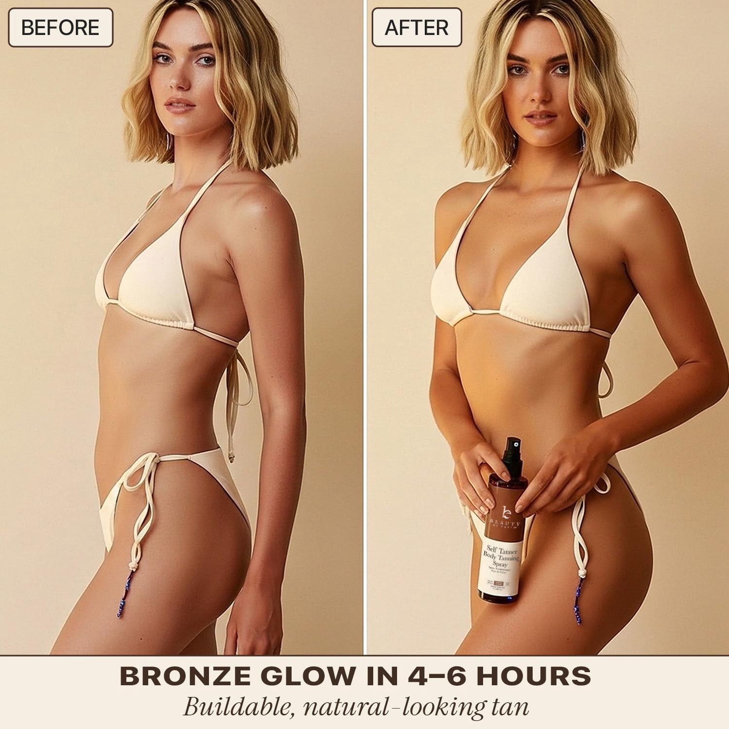 Beauty by Earth Self Tanner Tanning Water - Fair to Medium Buildable Fake Tan 6oz