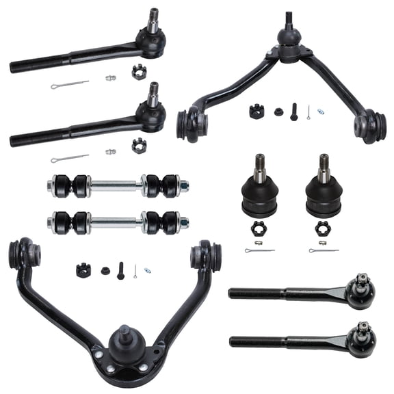 Detroit Axle - 10pc Front End Suspension Kit for C1500 C2500 Suburban C3500 Chevy GMC, 2 Upper Control Arms w/Ball Joint 2 Lower Ball Joints 4 Tie Rods 2 Sway Bars Replacement