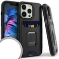 thumbnail image 1 of Kaleidio Case For iPhone 13 Pro Max (6.7") [Robust Hybrid] Protective Card Slot [Magnetic Ring Stand] Impact Cover [Black/Black], 1 of 2