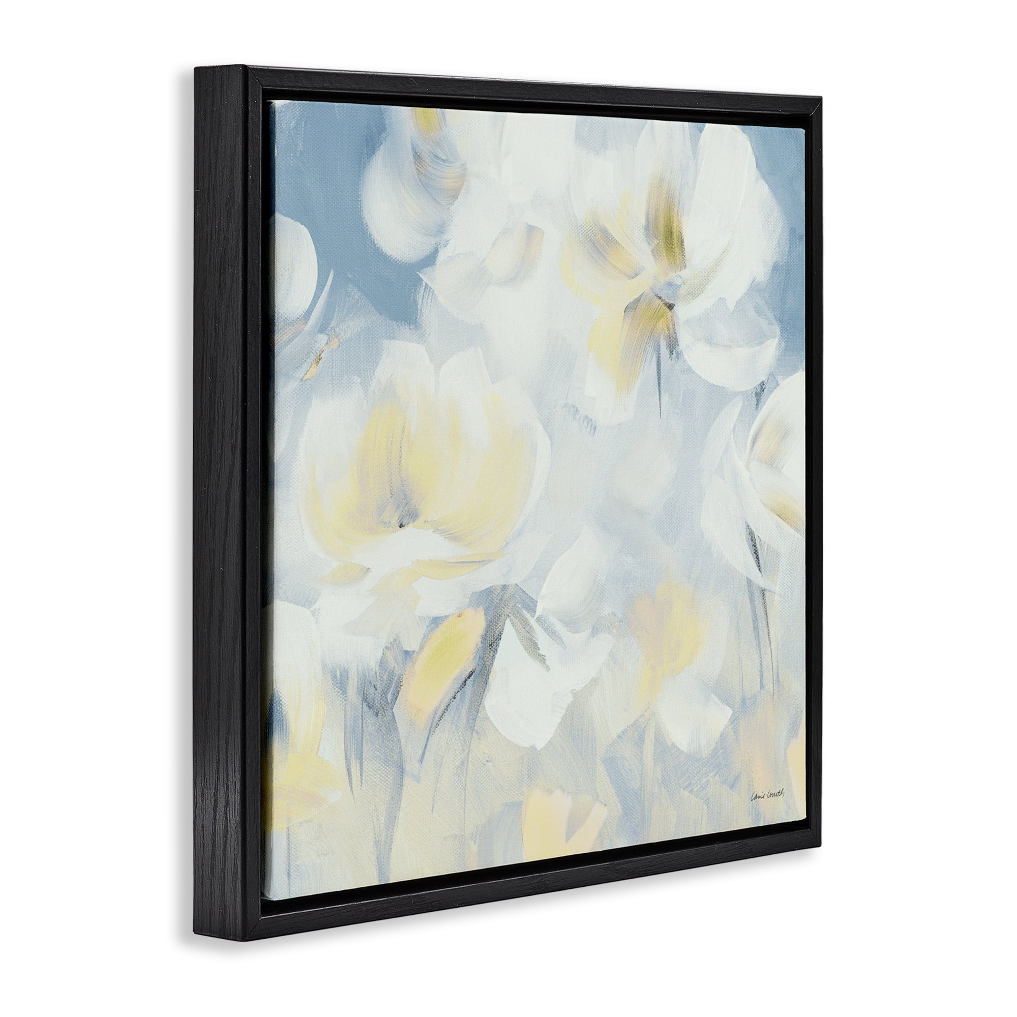 Stupell Industries Soft & Gentle Flower Field Black Framed Floater Canvas Wall Art, design by Lanie Loreth