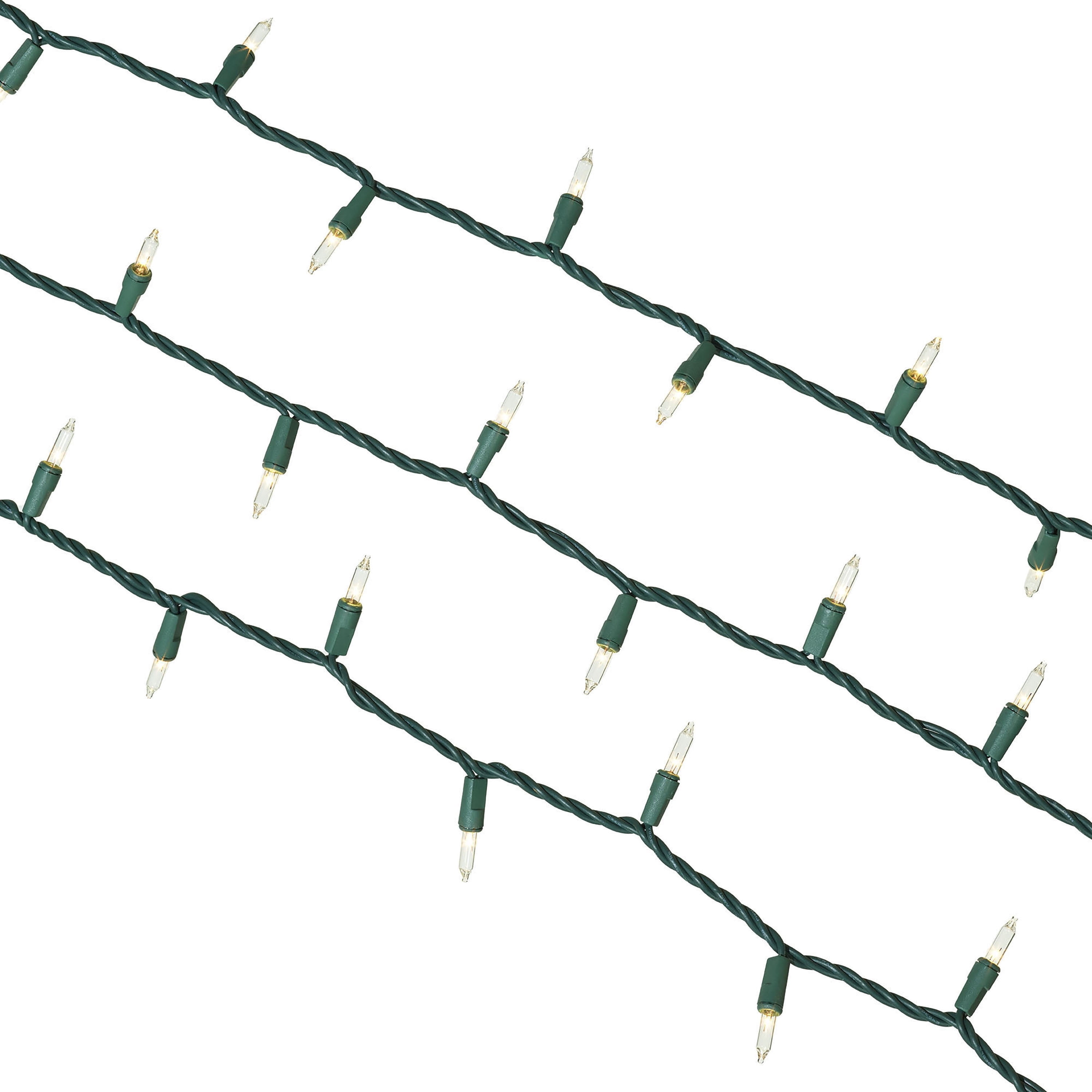 Indoor/Outdoor 100-Count Incandescent Mini Christmas String Lights, Clear, Green Wire, 19.5', by Holiday Time