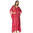 thumbnail image 5 of Sakkas Catia Women's Boho Casual Long Maxi Caftan Dress Kaftan Cover-up LougeWear - 24-Raspberry - One Size, 5 of 5