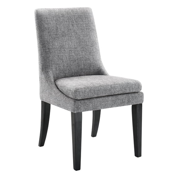 Spruce & Spring Modern Upholstered Dining Chair Set of 2 with Curved Backrest and Solid Wood Legs, Comfortable Padded Fabric Seat for Dining Room Kitchen Living Room, Pebble Grey