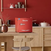 Upstreman 1.7 Cu.Ft. Retro Compact Refrigerator with Side Bottle Opener, Single Door Mini Fridge for Kitchen Office Apartment Dorm, Red FR17 PRO