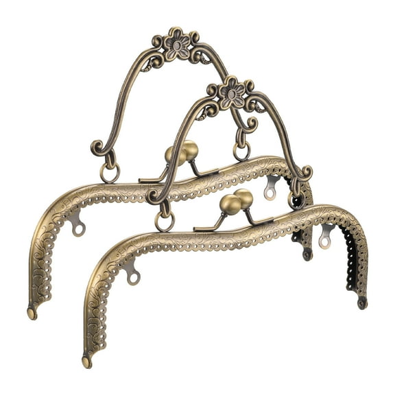 Uxcell Metal Purse Frames, 8.07" 2Pack Kiss Lock Clasp Frame for Coin Bags DIY, Bronze