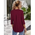 thumbnail image 3 of Blusa elegante tipo túnica con escote en V y mangas 3/4 para mujer, 3 of 4