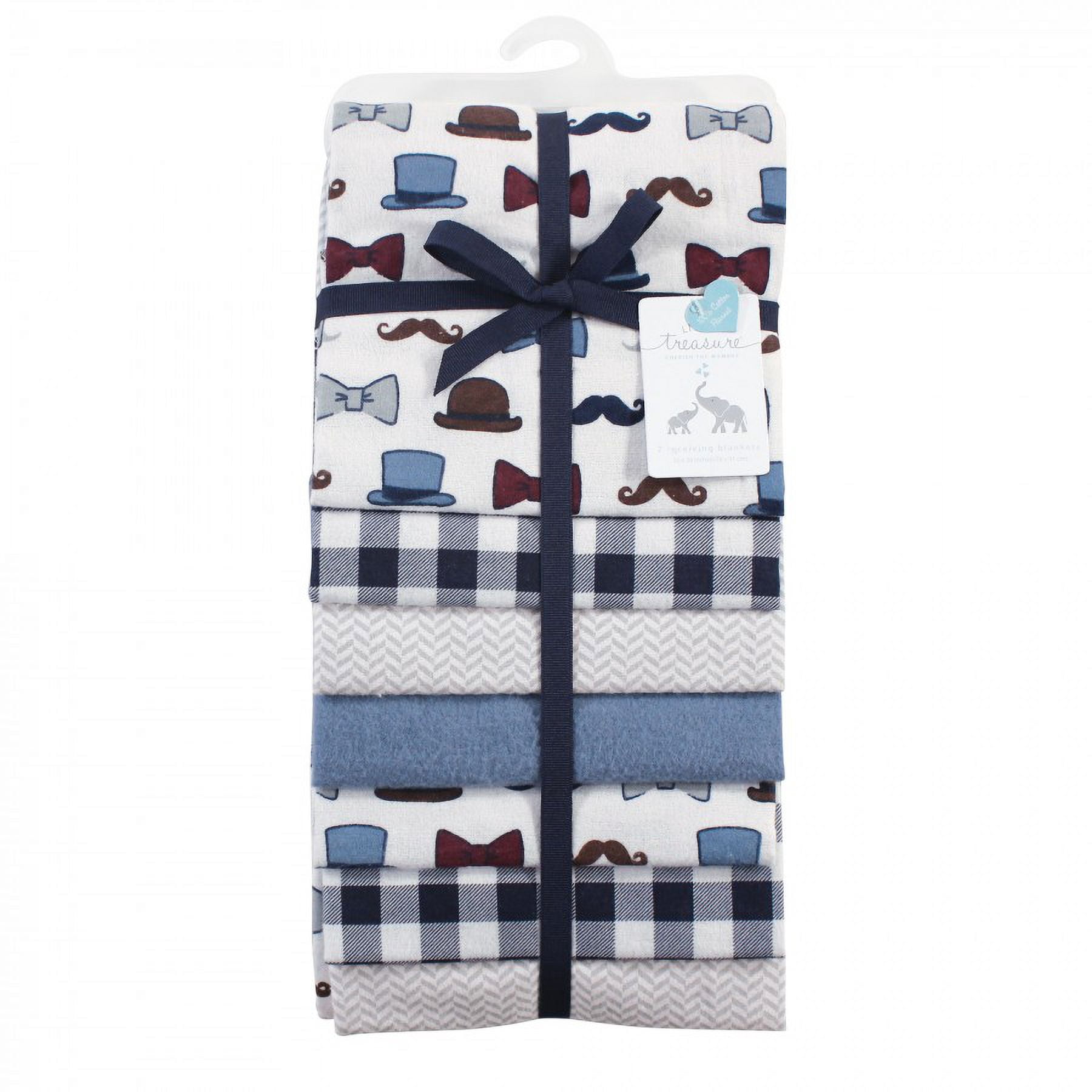 Little Treasure Baby Boy Cotton Flannel Receiving Blankets, Handsome Fella 7-Pack, One Size