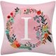 thumbnail image 1 of KAIYANG Funda de almohada de poliéster rosa con estampado floral de letras de doble cara 44 x 44 cm (I), 1 of 5