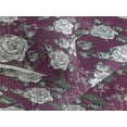 thumbnail image 3 of Ambesonne Flowers Vintage Quilted Bedspread Set 3 Pcs, Rose Design Romance, Queen, Dark Magenta Off White, 3 of 4