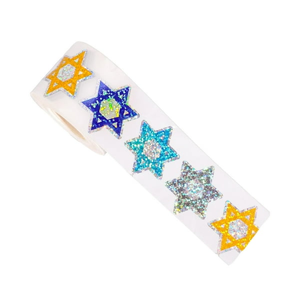 Wdhugt 500 Pcs Ruban d'Autocollants Étoile de Hanoucca pour Décorations des Fêtes Matériau en Papier Étoile Colorée Étanche Adhésif Scellement Autocollants pour Bricolage et Emballage Cadeau