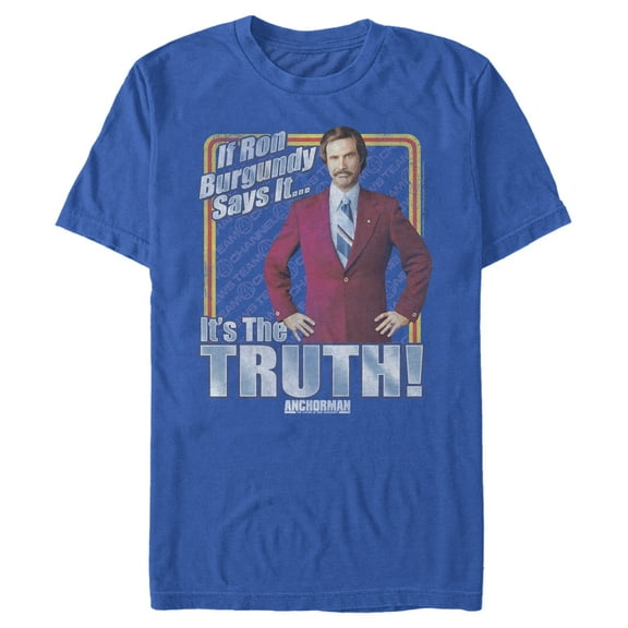 Men's Anchorman Ron Burgundy Truth  Graphic Tee Royal Blue Large