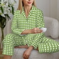 thumbnail image 4 of Wukai Green Gingham Print Women's Pajama Set - Soft Long Sleeve Sleepwear for Comfort and Style-Small, 4 of 9