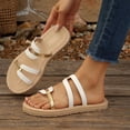 thumbnail image 5 of Xdegoge Raffia Sandals Women Woven Straw Flat Slides Boho Open Toe Casual Slip On Flip Flops Beach Vacation Summer Casual Dressy Walking Shoes, 5 of 7