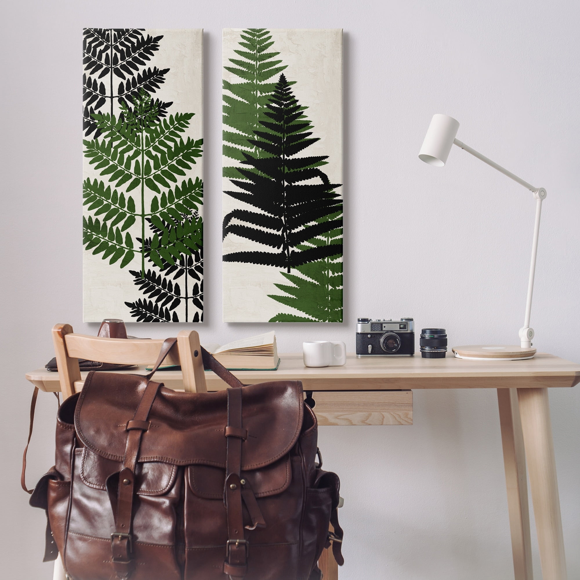 Stupell Industries Bold Layered Fern Leaves Modern Botanical Sprigs Graphic Art Gallery Wrapped Canvas Print Wall Art, Set of 2, Design by Kim Allen