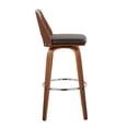 thumbnail image 3 of Trilogy Mid-Century Modern Barstool In Walnut And Brown Faux Leather - Set Of 2, 3 of 7