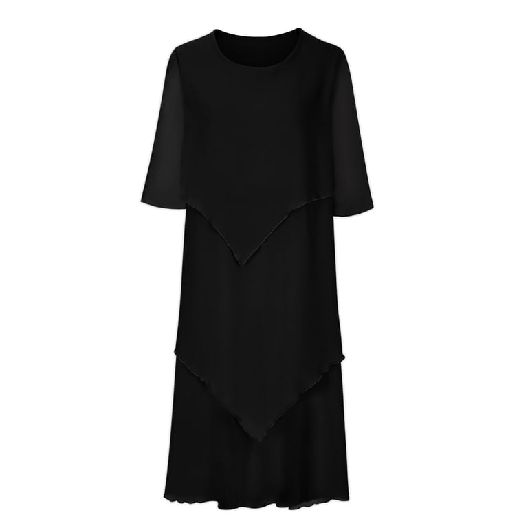 Mrat Plus Size Chiffon Dress Women's Flowy Chiffon Dress Wedding Guest Dress Elegant Layered Hem Midi Dress S-1 Black XL - Walmart.com Mrat Plus Size Chiffon Dress Women's Flowy Chiffon Dress Wedding Guest Dress Elegant Layered Hem Midi Dress S-1 Black XL - Walmart.com