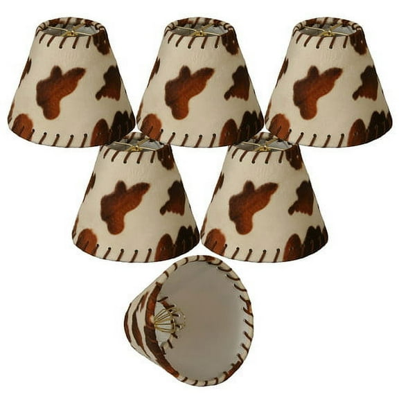 Royal Designs, Inc. Cowhide Round Chandelier Shade CS-962-6-6, Brown and Beige, 3 x 6 x 4.5