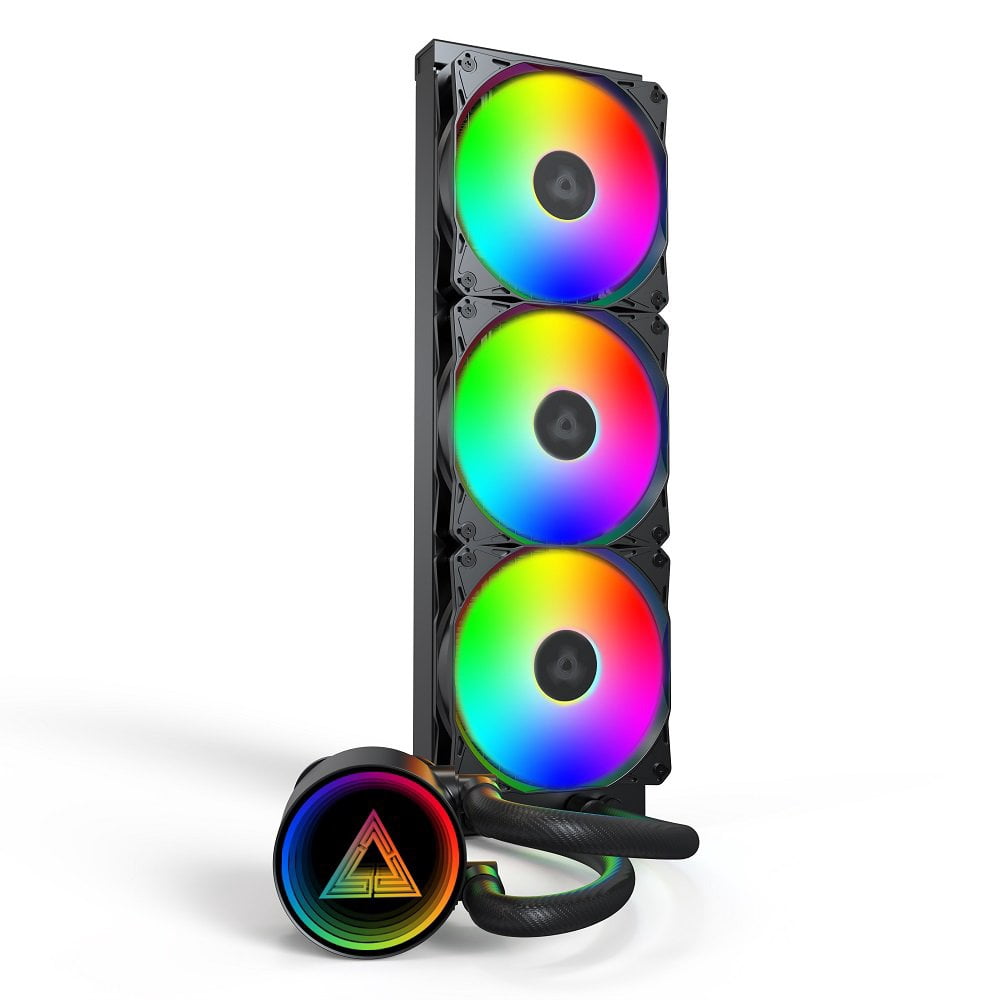 MONTECH Lightflow ARGB 360 Black Ultra-Quiet AIO Liquid CPU Cooler, 3100RPM Pump