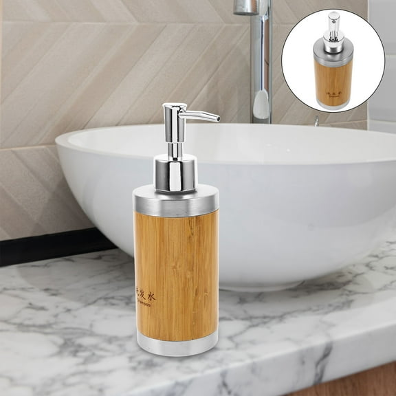 FOMIYES Elegant Bamboo and Stainless Soap Dispenser for Storage Multi 250ml Capacity