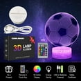 thumbnail image 4 of Lámpara 3D de ilusión óptica de fútbol, luz nocturna para niños y niñas, 16 colores regulables con control remoto y botón táctil, funciona con USB y pilas, regalo para entusiastas del deporte, 4 of 5