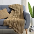 thumbnail image 2 of VCNY Home Dublin Taupe Cable Knit Cotton Throw, 50" x 70", 2 of 5