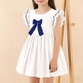 thumbnail image 2 of Auroural Summer Dresses For Toddler Girls Girls' Dresses Children's Skirts Children's Bow Princess Dresses Girls' Flying Sleeve Dresses 5-6 Years, 2 of 7