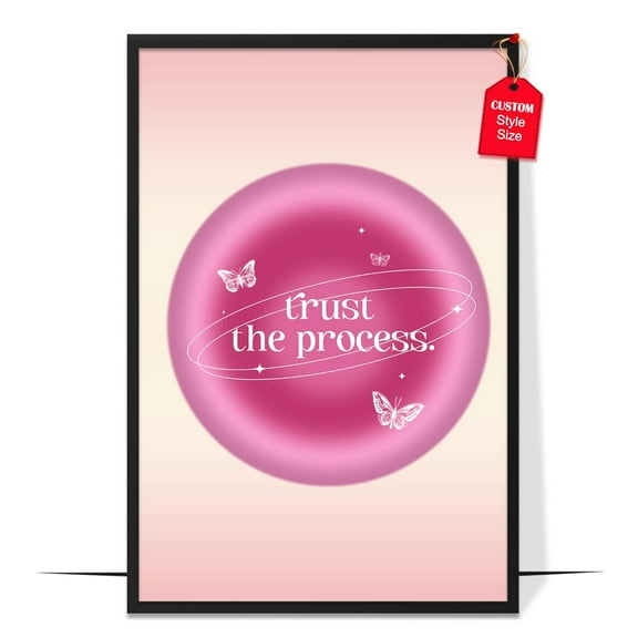 LOLUIS Aesthetic Wall Decor, Aura Energy Spiritual Gradient Trendy Print, Pink Mental Health Posters (Trust The Process Aura Poster, Unframed 8"x12")