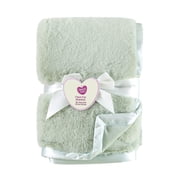 Parent's Choice Green Tint Satin Trim Baby Blanket 30 x 40