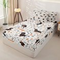 thumbnail image 2 of Homewish Kawaii Dachshund Zipper Queen Comforter Set with Fitted Sheet and 2 Pillowcases,Dog Paws Zipper Bedding Set,Cream,Woof Print Decor,Light Gray Reversible,4pcs, 2 of 8
