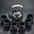 thumbnail image 1 of Black Glaze Large Capacity Tea Set Simple Ceramic Handle Pot Tea Cup Set Home Office Gift Giving, 1 of 6