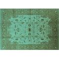 thumbnail image 1 of Ahgly Company Machine Washable Indoor Rectangle Oriental Turquoise Blue Traditional Area Rugs, 8' x 10', 1 of 4