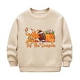 thumbnail image 1 of Aocisk Chandail à Capuchon d'Automne et d'Hiver pour Filles avec Imprimé de Citrouille, Manches Longues, Col Rond, Chandail Décontracté Chaud, Kaki, 3-4 Ans, 1 of 3