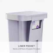 simplehuman 12 gal Plastic Rectangular Kitchen Step Trash Can With Liner Pocket, Lilac