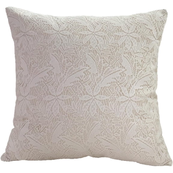 Cream Botanical Lace Pillow Cover – Delicate Embroidered Leaf Pattern Cushion Case with Soft Cotton-Linen Fabric, French Country & Nordic Boho Decorative Throw Pillow for Sofa Couch Bed (Cover Only)